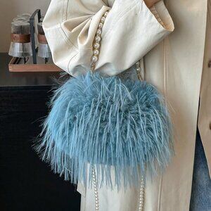 Blue Glamorous Women's Versatile Shoulder Flap Chain Handbag